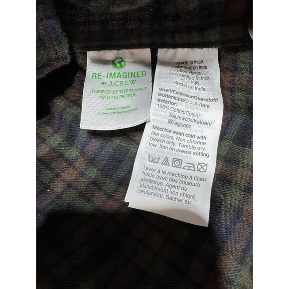 J.Crew Slim Brushed Twill Flannel Shirt Men’s Large L Plaid Button Down winter - Picture 5 of 7